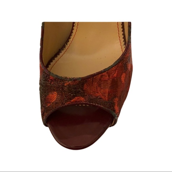 DSquared2 Red Brocade Peep Toe Heels - Picture 8 of 10